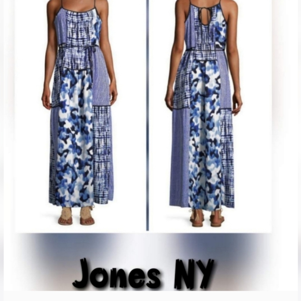 NWOT! Gorgeous Jones NY Blue Ultramarine Patchwork Maxi Dress. Sz M